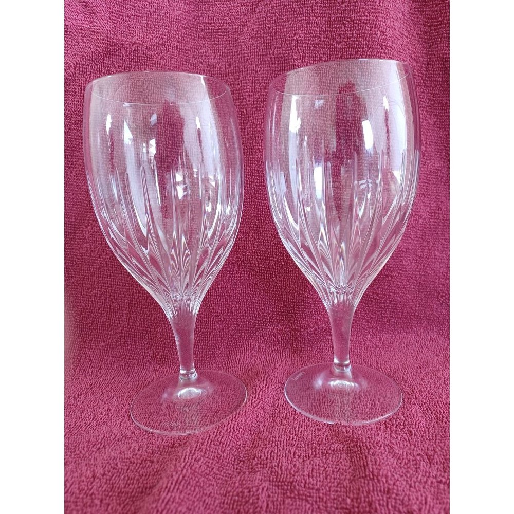 Set of 2 -8" Stemmed Crystal Water Goblet Wine Glass Celebrity Opus Pattern